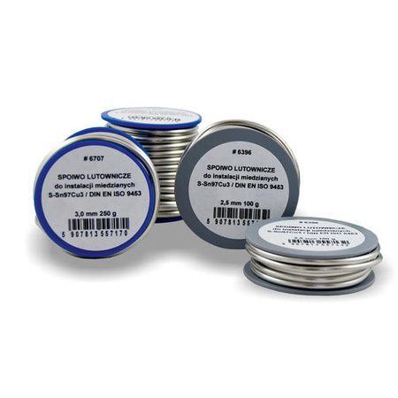 Plnivo měkké pájky Sn97Cu3 2,0 mm 250 g Agam 1030001