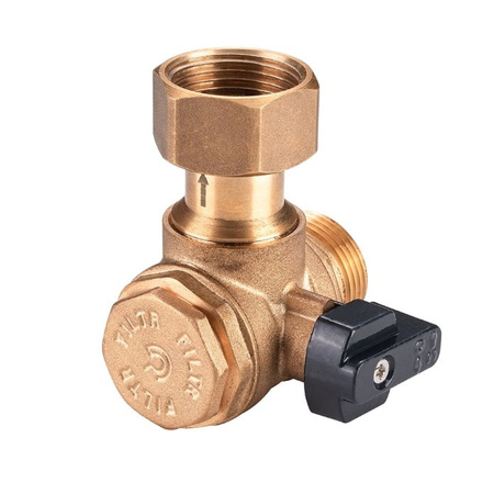 Kulový kohout rohový s filtrem a zpětným ventilem 3/4" Calido