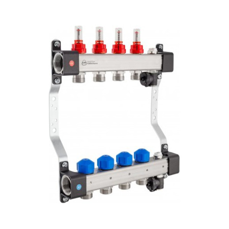 InoxFlow rozdělovač s ventily pro pohony a průtokoměry a odvzdušňovací sekcí (řada UFST) - 9 okruhů KAN-therm 1316157084