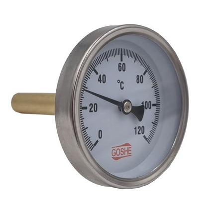 Bimetalový axiální teploměr 63 mm 0-120°C L-70 ax. Goshe 0705.333