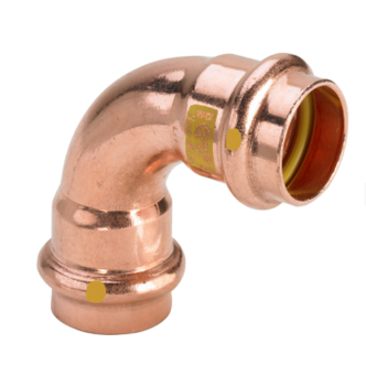 Měděné dvouzásuvkové koleno 35/90 PLYN/VODA upínání Frabo RS9002