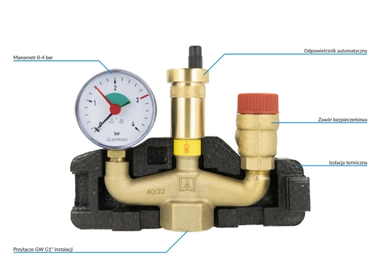 Bezpečnostní skupina kotle KSG Nmax UDT 73,6 kW s pojistným ventilem MS 3 bar Afriso 77938