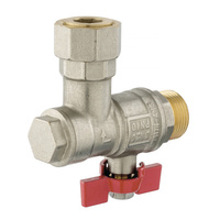 Rohový kulový kohout s filtrem s půlšroubovým šroubením a 1/2" motýlkem FERRO KFMF1SGK