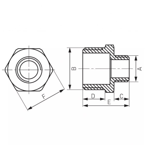 Mosazná redukční vsuvka 1 1/2" x 1 1/4"