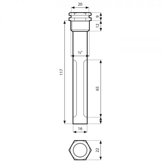 Ponorné pouzdro Fi 15 x 16 mm L 120 mm G1/2" pro 3 senzory Afriso 555014