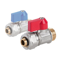 Mini kulový ventil se sytičem a Pex konektorem PHA-019D 1/2" x 16 PN10 červený Perfexim 01-019-0000-001