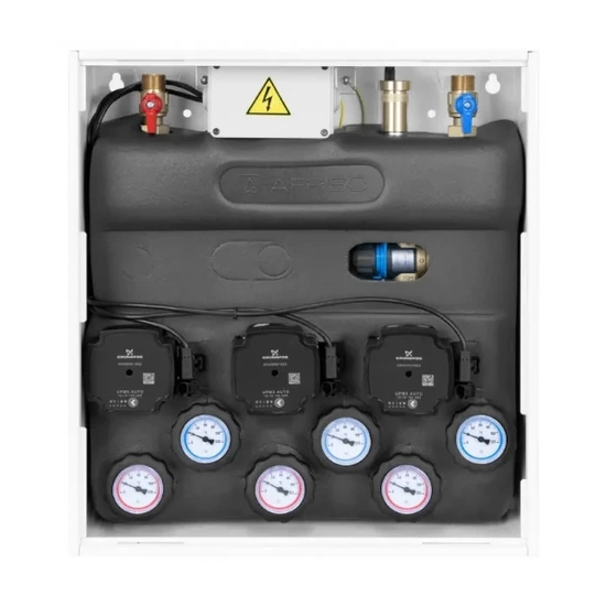 PrimoBox AZB 301 s hydraulickou spojkou, 2 okruhy bez směšování a 1 okruh s termostatickým ventilem ATM AFRISO 7630100