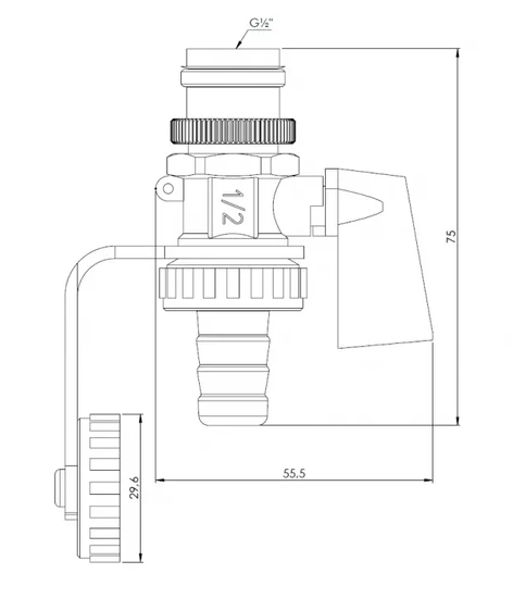 Ventil pro plnění a vypouštění instalace KFE G1/2", poniklovaný Afriso 42407