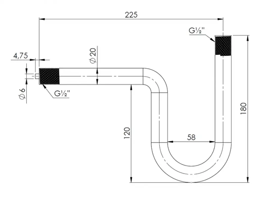 Sifonová trubka U-trubka 2 x G1/2" PN25 Afriso 6308510
