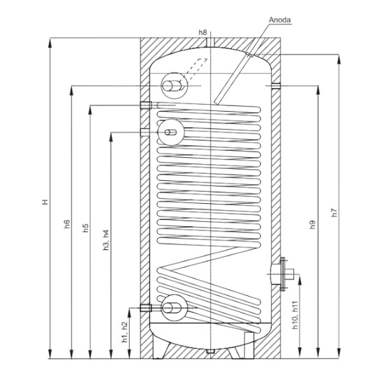 Zásobník teplé vody Sunex Fish S15 300 l s 1 spirálou pro tepelná čerpadla