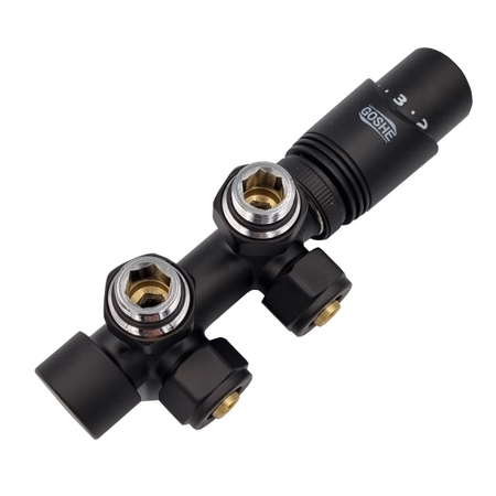 Úhlová termostatická sada Cosmo, matná černá, Goshe 0300.318