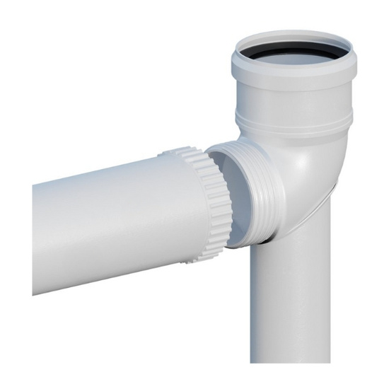 Komínový oblouk PP šroubovaný 87 stupňů Fi 80 na podstavci s nástavcem L500mm Ricom 10080PBS2