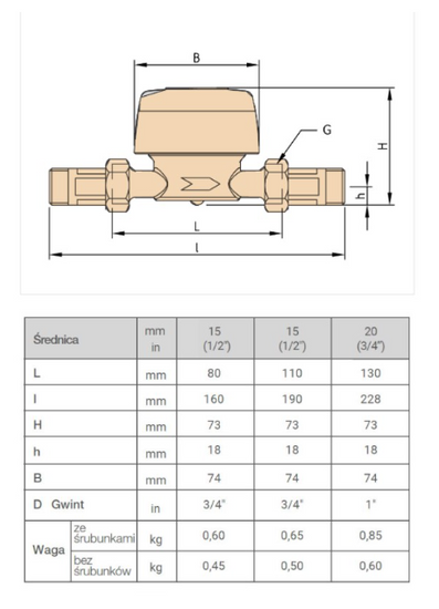 Vodoměr pro studenou vodu 1/2" GSD8 antimagnetický Bmeters 8IA00F12SSBIV0