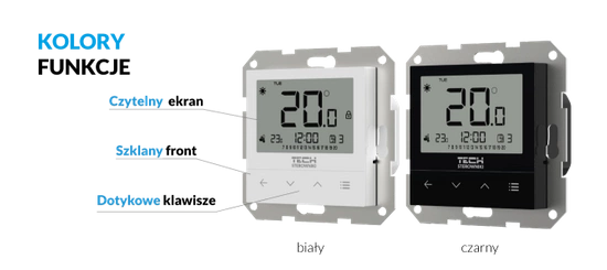 Dvoustavový kabelový pokojový regulátor pro rámové systémy F-4z v1, bílý Tech WG.11.0577