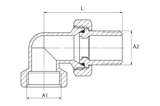 Mosazné úhlové šroubení s O-kroužkem 1/2" Goshe 607.020