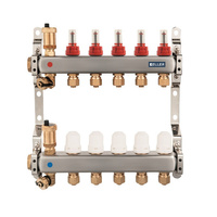 1" 6cestný ocelový rozdělovač s průtokoměry a termostatickými ventily Keller