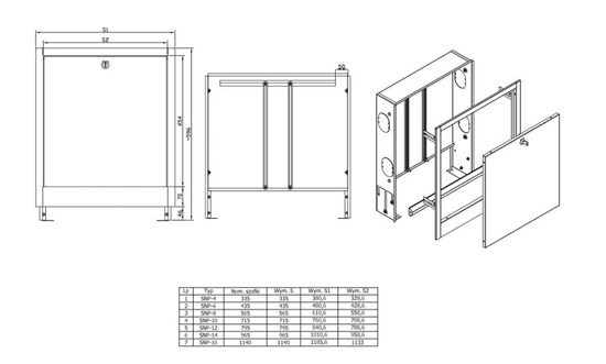 Skříň rozdělovače, zapuštěná SNP-8 NANOPANEL/KAN-THERM