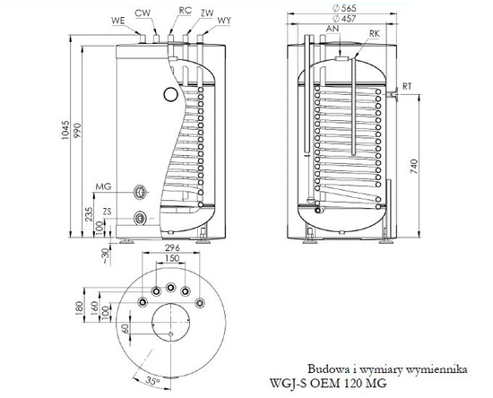 Výměník užitkové vody Elektromet WGJ-S OEM MG 120L 062-12-101/MG