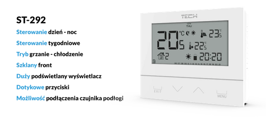 Dvoustavový kabelový pokojový ovladač ST-292 v3 bílý Tech WG.11.0431