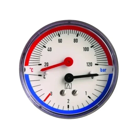 Termomanometr TM 80 0 - 4 bar 1/2" 120 stupňů CG 1/4" sekera Afriso 63341