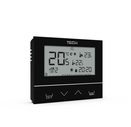 Dvoustavový kabelový pokojový ovladač ST-292 v3 černý Tech WG.11.0436