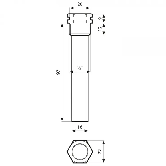Ponorné pouzdro Fi 7 x 8 mm L 120 mm G1/2" Afriso 555004