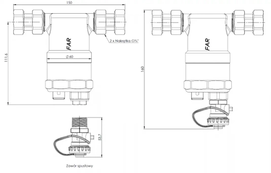 Kompaktní separátor nečistot FAR 402 Afriso 7774020
