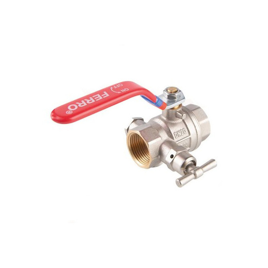 Šroubovací kulový ventil s odvzdušňovací pákou a zátkou 3/4" F-Power Ferro KFPOM2