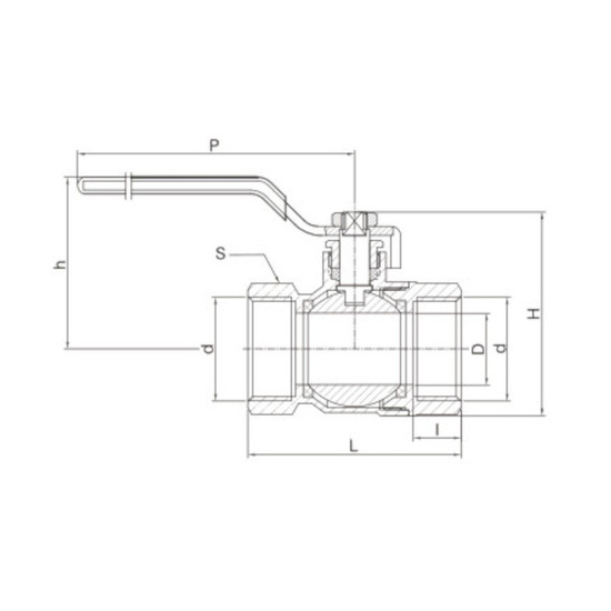 Kulový kohout, rukojeť 1" PN30 s ucpávkou Goshe 0200.053
