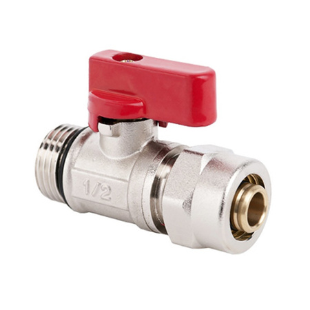 Mini kulový kohout s Pex konektorem 1/2" x 16 PN10 červený Goshe 0200.044