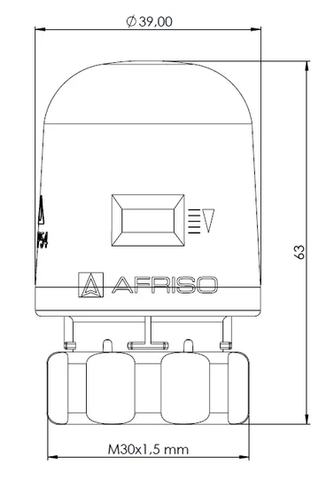 Termoelektrický pohon TSA-01 GW M30x1,5 mm 230 V AC NC Afriso 79061