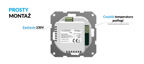 Bezdrátový pokojový regulátor pro rám F-8z, černý Tech WG.11.0641