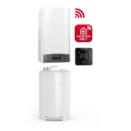 Balení jednofunkčního plynového kondenzačního kotle Ariston ONE MED 24 NET + zásobník BCH 120l + regulátor CUBE S NET ZNONEMED_NET