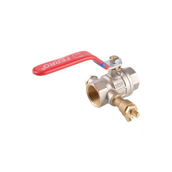 Šroubovací kulový kohout s pákou, vypouštěcím ventilem a 1/2" zátkou F-Power Ferro KFPW1