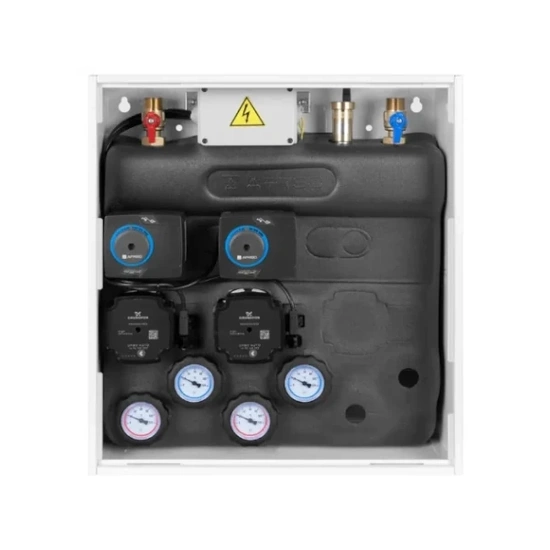 PrimoBox AZB 205 s hydraulickou spojkou, 1 okruh bez směšování a 1 okruh se směšovacím ventilem a pohonem ARM AFRISO 7620500