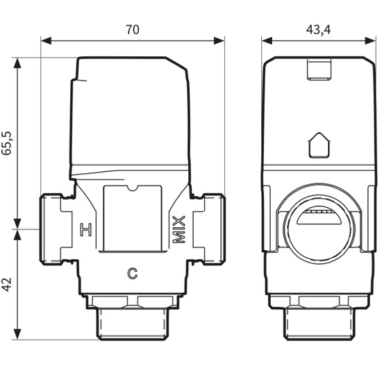 Termostatický směšovací ventil ATM 363, G1", 35-60°C, Kvs 1.6 AFRISO 1236310