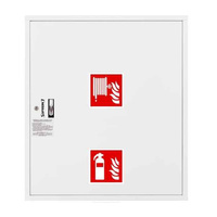 Hydrant DN25, závěsný, s prostorem pro hasicí přístroj pod navijákem, 30m hadice, patentní zámek, RAL 9003 Bílá