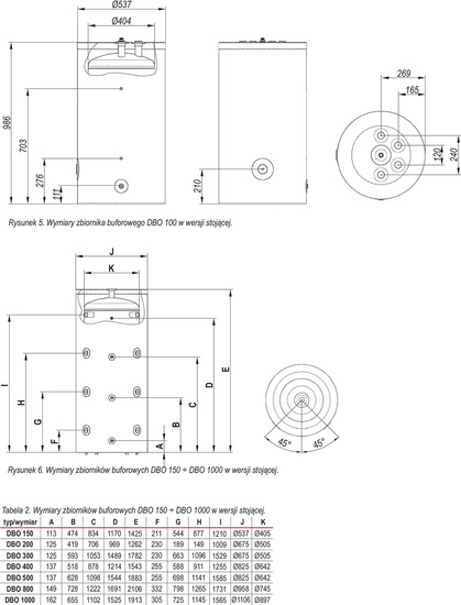Stojatá vyrovnávací nádrž Defro DBO S 100L