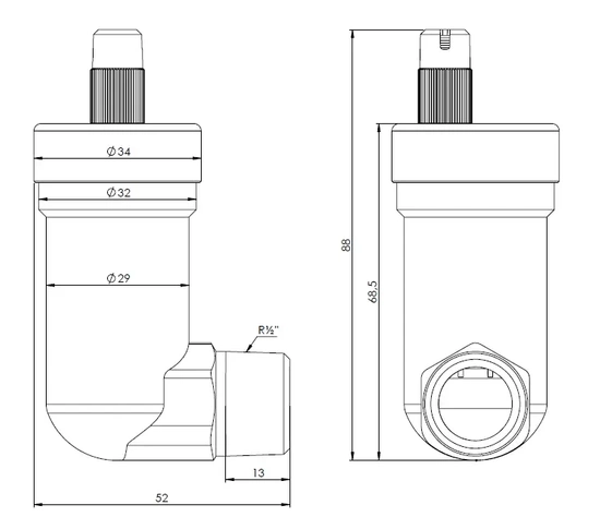 Automatický úhlový odvzdušňovací ventil 1/2" Afriso 7775300
