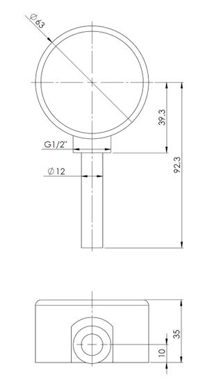 Bimetalový teploměr BiTh 63 Fi 63 mm 0÷120°CL 63 mm G1/2" RAD class 2 Afriso 64048