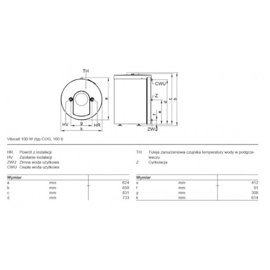 Balení: jednofunkční plynový kondenzační kotel Viessmann Vitodens 100-W 32kW B1HF + zásobník Vitocell 100-W typ CUGB-A 150l Z023178