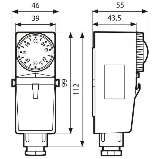 BRC falcový termostat 20 ÷ 90 °C vnější nastavení Afriso 6740100