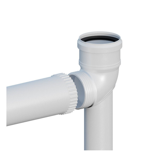 PP redukční točené komínové koleno 87 stupňů Fi 60/80 na podstavci s nástavcem L500mm Ricom 1006080PBS2