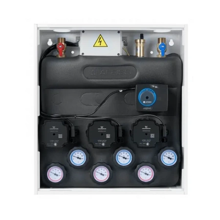 PrimoBox AZB 305 s hydraulickou spojkou, 2 okruhy bez směšování a 1 okruh se směšovacím ventilem a pohonem ARM AFRISO 7630500